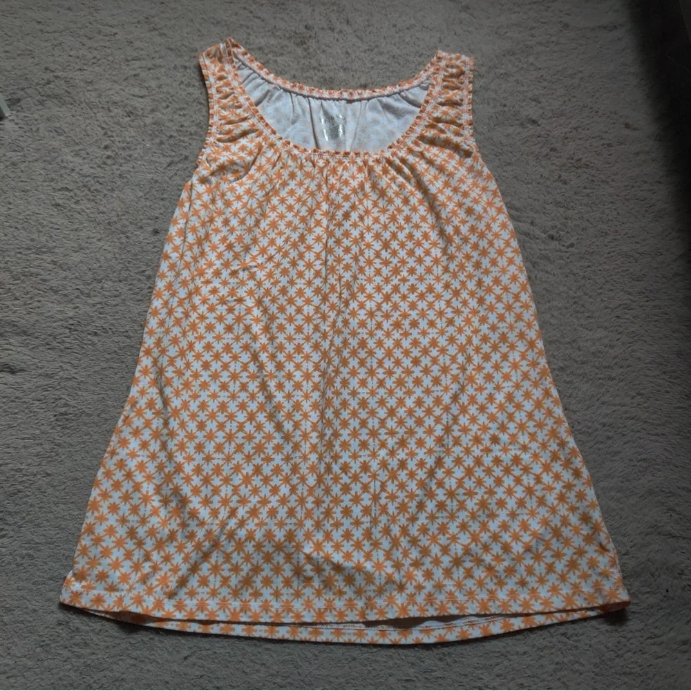 Merona Starry Orange and White Tank Top Floral - Picture 1 of 4